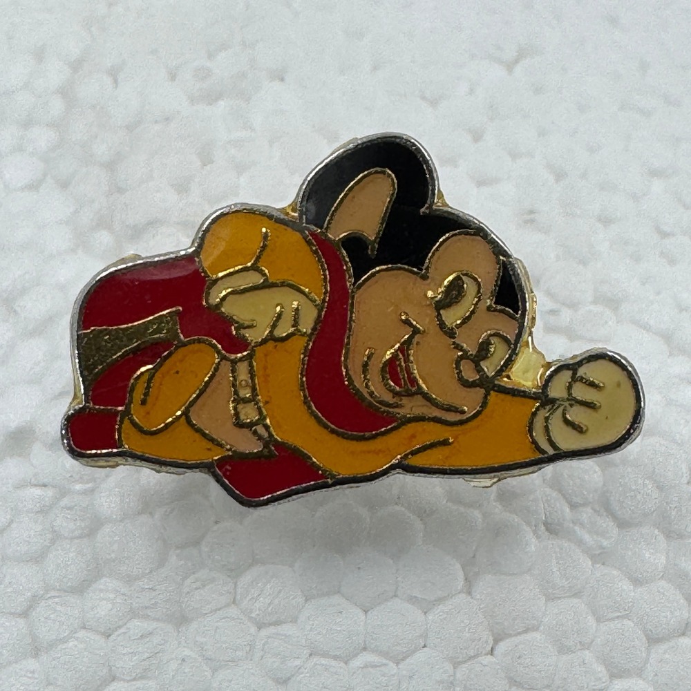 Mighty Mouse Vintage Enamel Pin Unisex Small Yellow Red Retro Cartoon Superhero